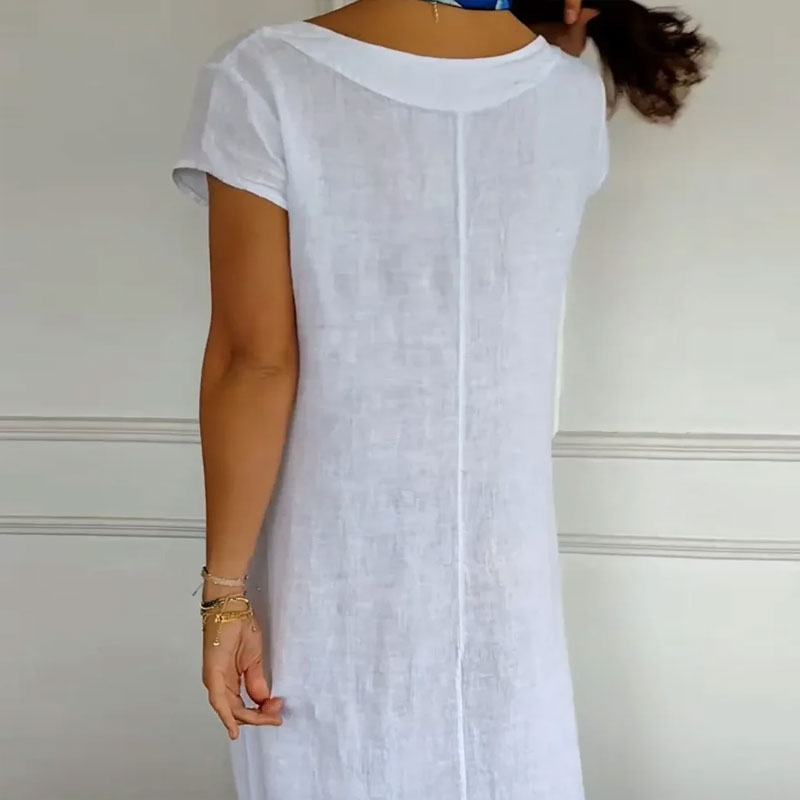 Kjole i bomull og lin