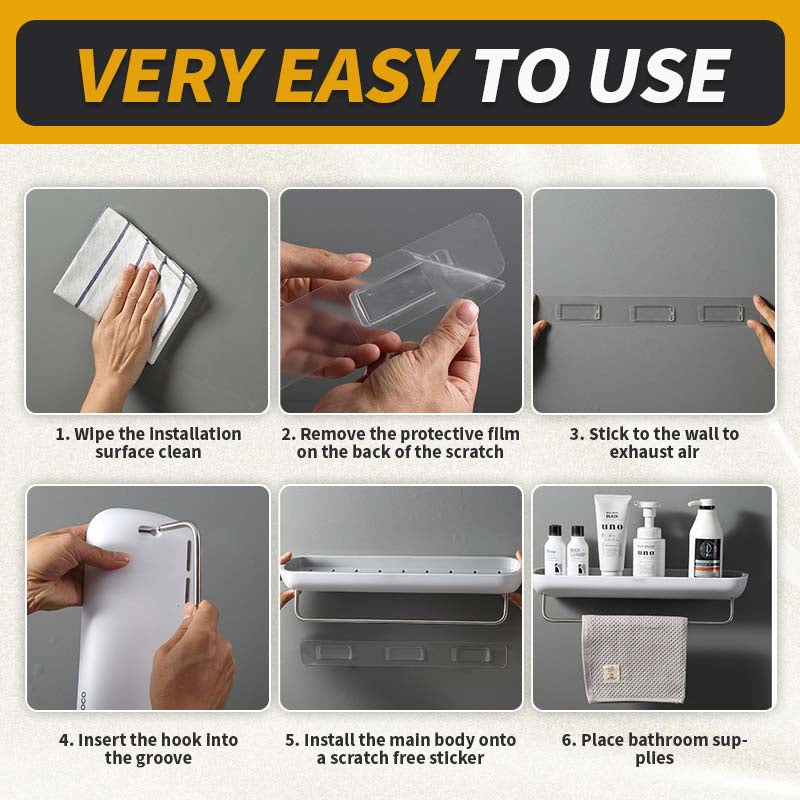 Veggmontert baderomshylle uten slag