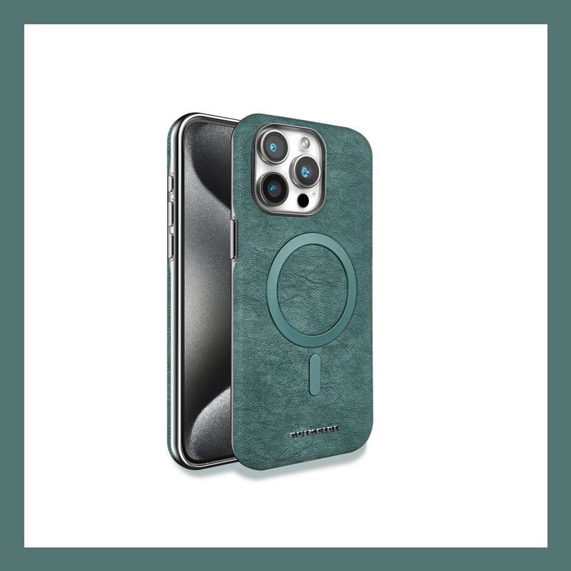 Telefonveske i ekte lær - magnetisk lading