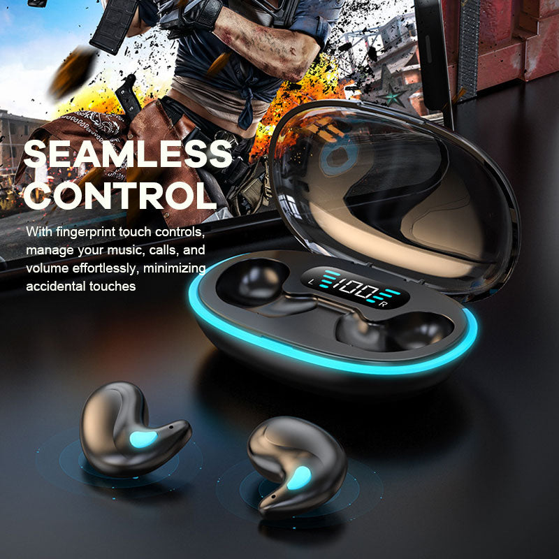 Mini Bluetooth-hodetelefoner med digitalt display og støyreduksjon