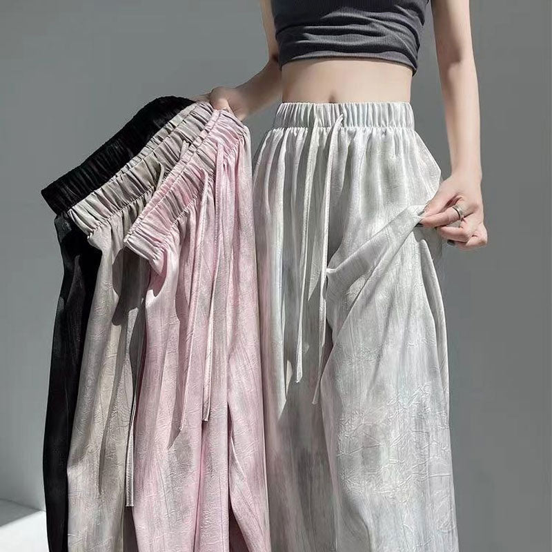 Batikfarget issilkebukse med vide ben🍃