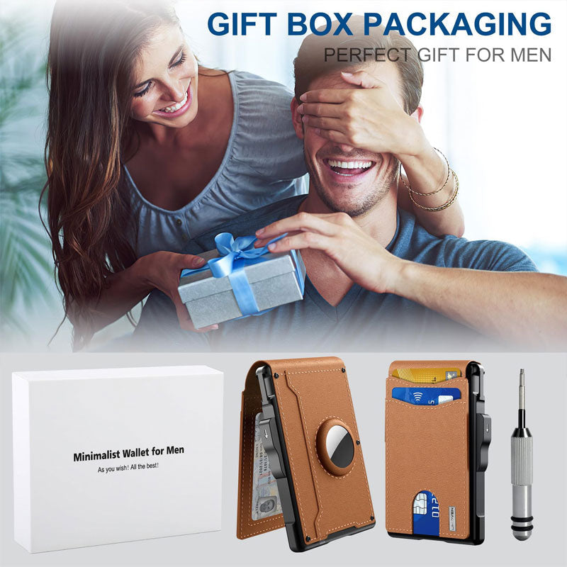 {Gratis Frakt]Lommebok med klaff for metallkort