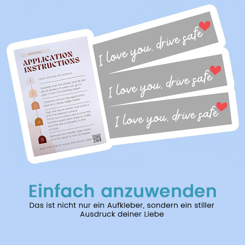 Speilklistremerker med “Jeg elsker deg, kjør trygt”