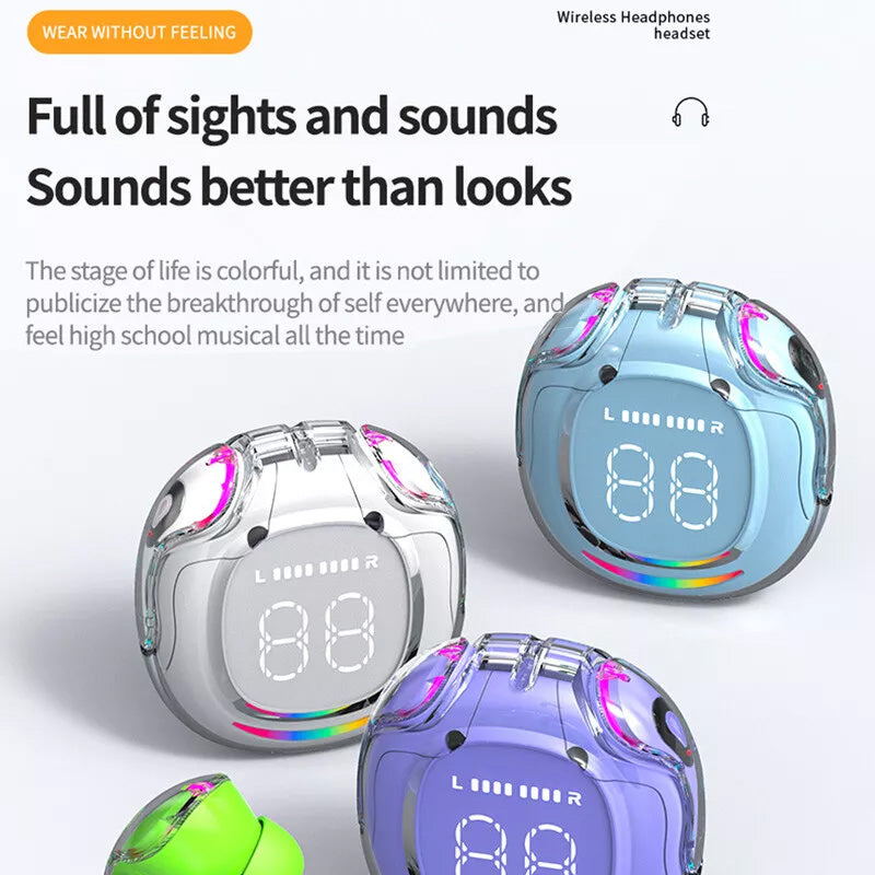 Bluetooth-hodesett med lang levetid og digital skjerm i øret