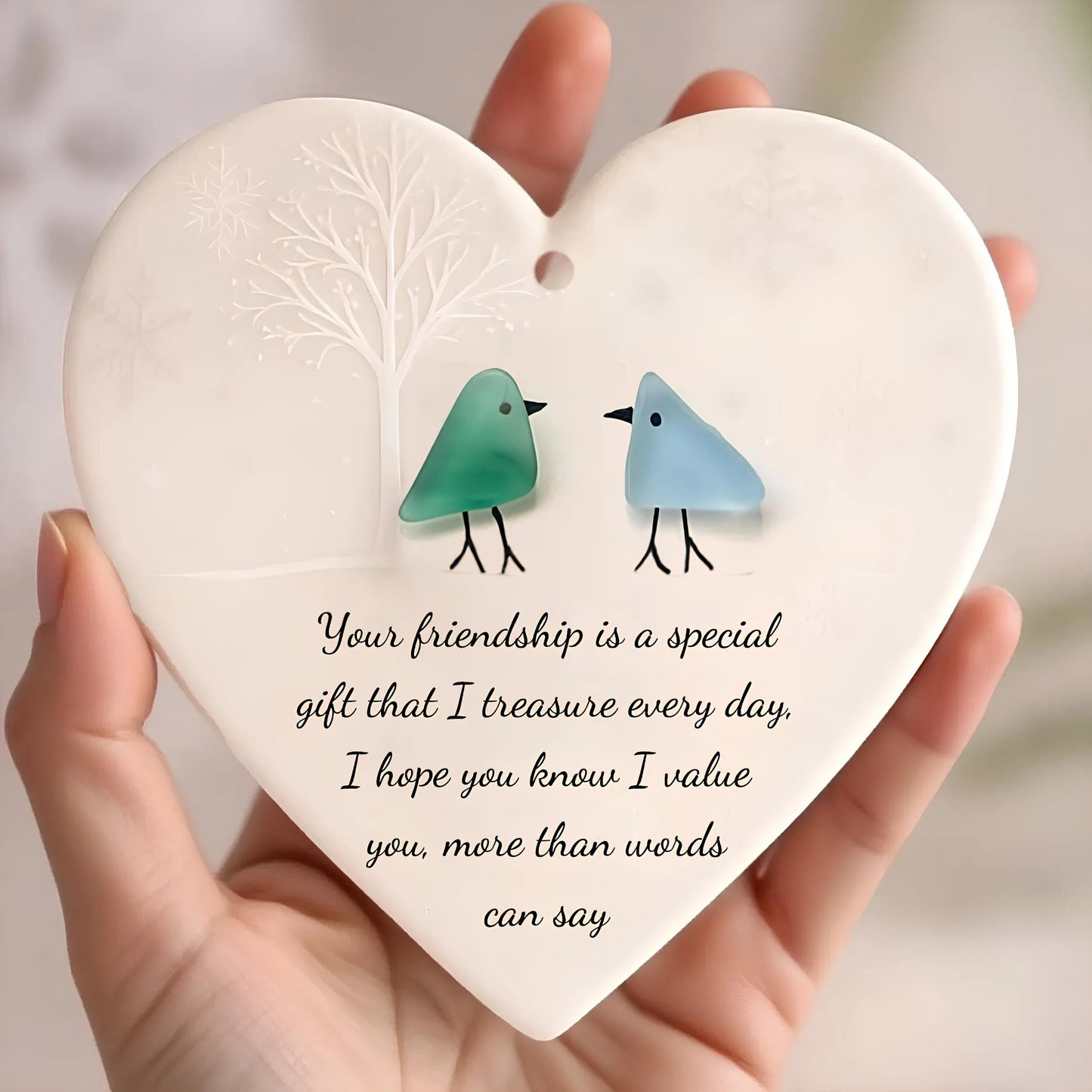 Heart-Shaped Sea Glass Friendship Decor🌊✨ Shaped by Nature & Crafted by Hand💝
