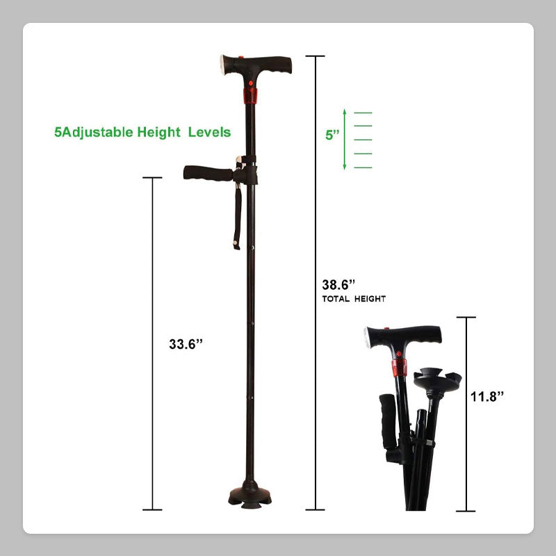 {Fratis Frakt}Alarm LED-stokk med dobbelt håndtak for eldre