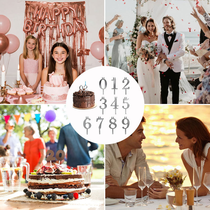 Digitalt sett med lysestaker til bursdagskake