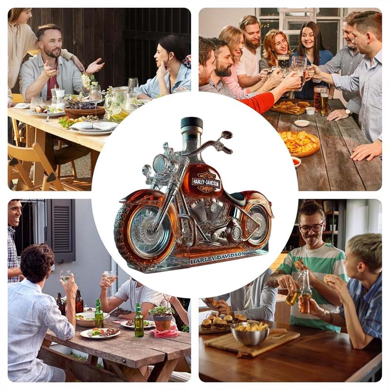 Kreativ vinflaske i motorsykkelglass