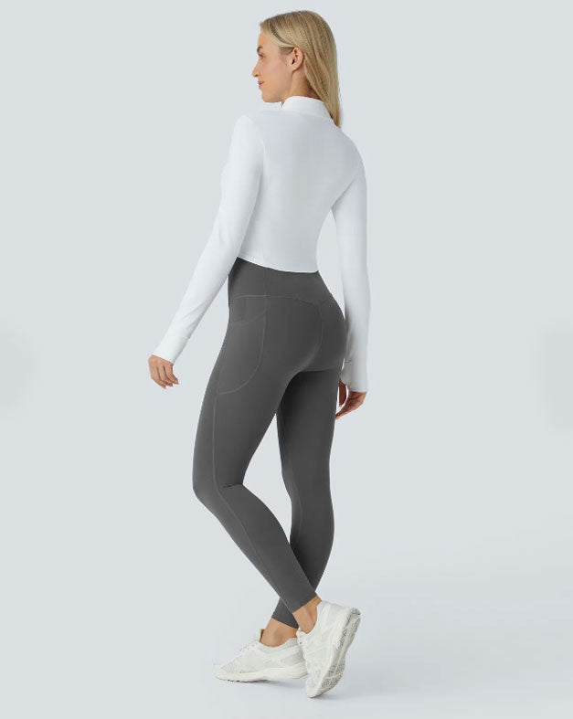 Yogabukser med høy midje og lommer