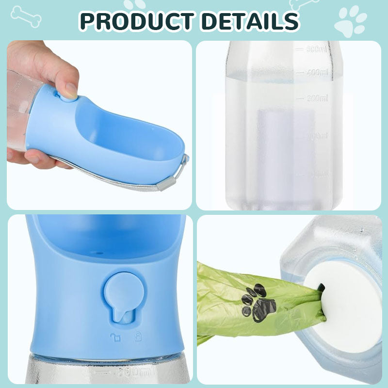 3-i-1 bærbar vannflaske for kjæledyr