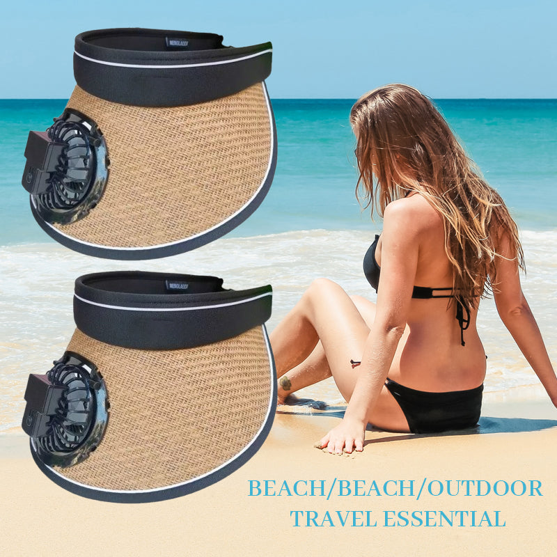 Solhatt med stor skygge og vifte