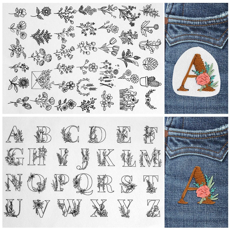 🌸Blomsterlinjer designet blomsterkantmønstre Broderimønstre – Stick & Stitch for nybegynnere