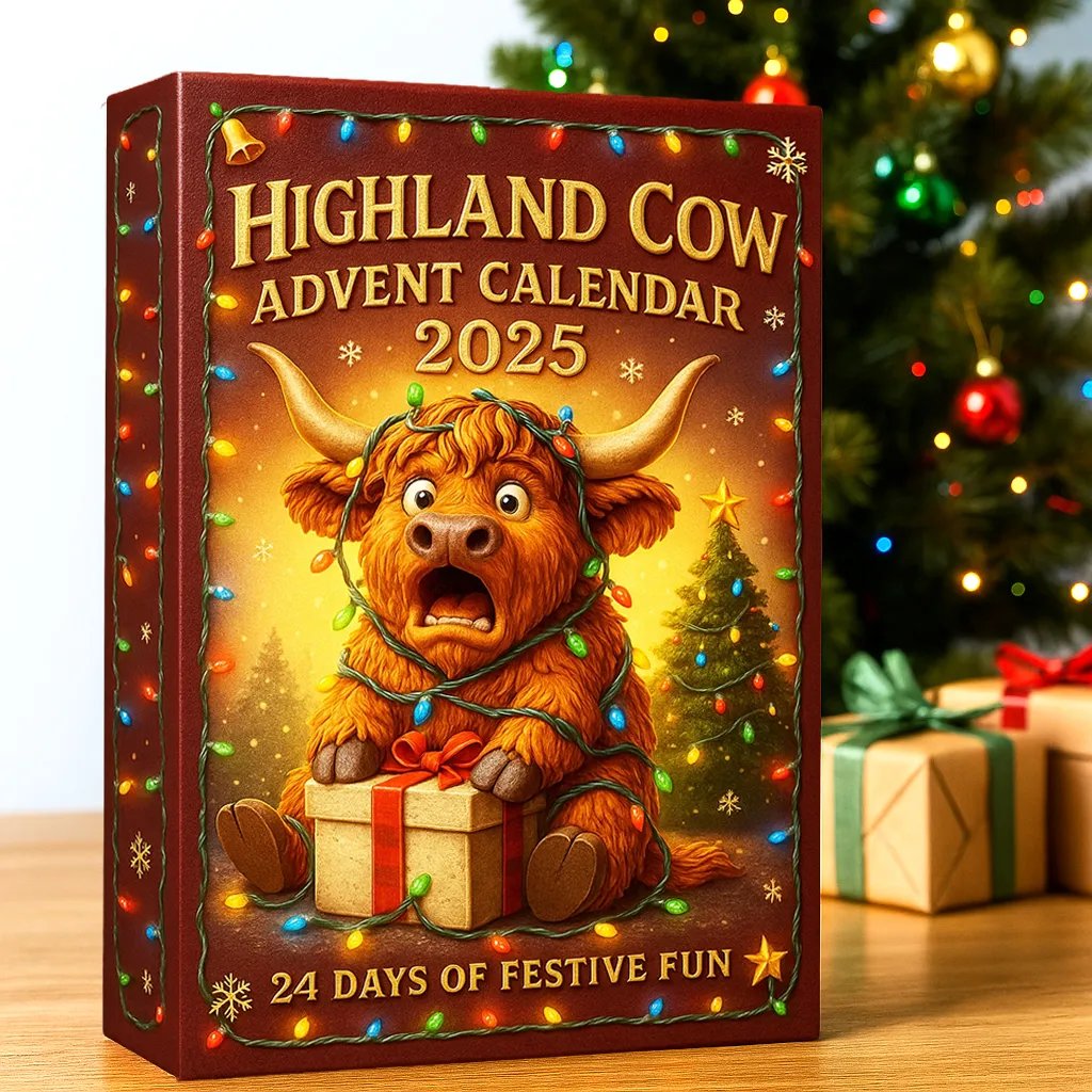 🐮Adventskalender med høylandsku 2025🎄✨ - 3D håndlaget høylandsku-dukke (24 stk)