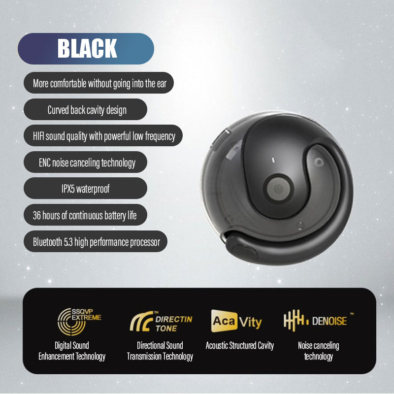 Trådløse, støydempende hodetelefoner med benledning i øret