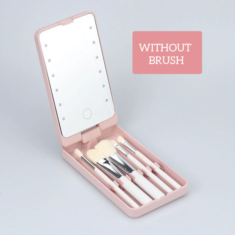 Roterbart LED-sminkeboks sammenleggbart speil