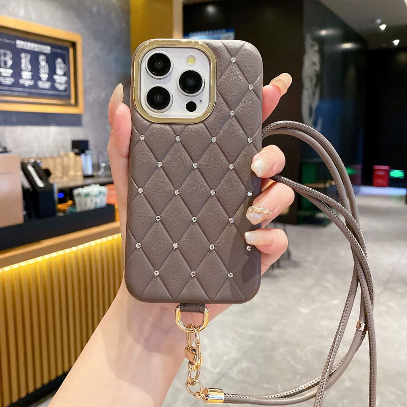 Diamantformet mobiletui med lærrem 💎✨