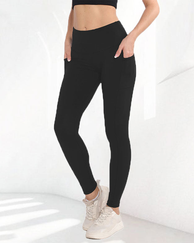 Yogabukser med høy midje og lommer