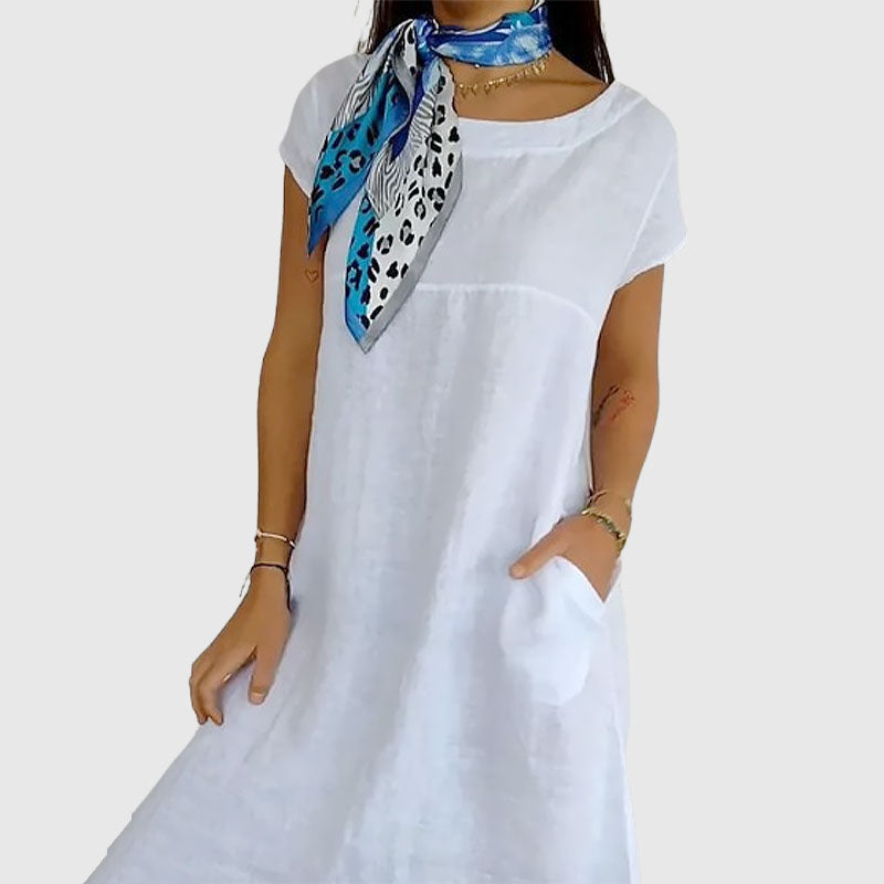 Kjole i bomull og lin