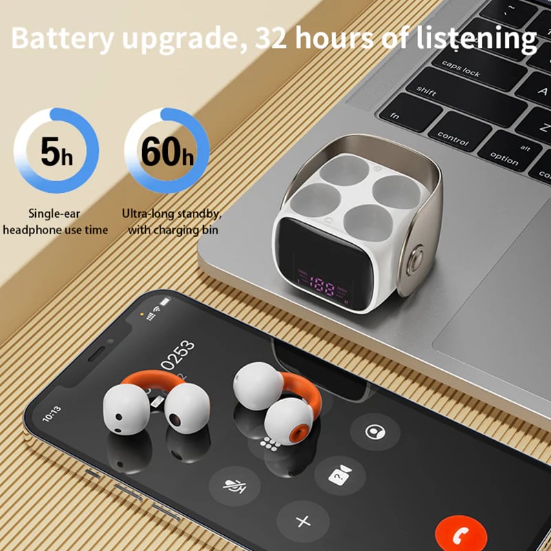 🥰Bluetooth-hodesett med øreklips og digital skjerm🎧