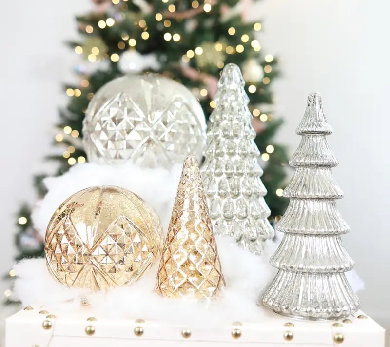 ✨ Skimrende jul – 5-delers krystalltresett med lys✨
