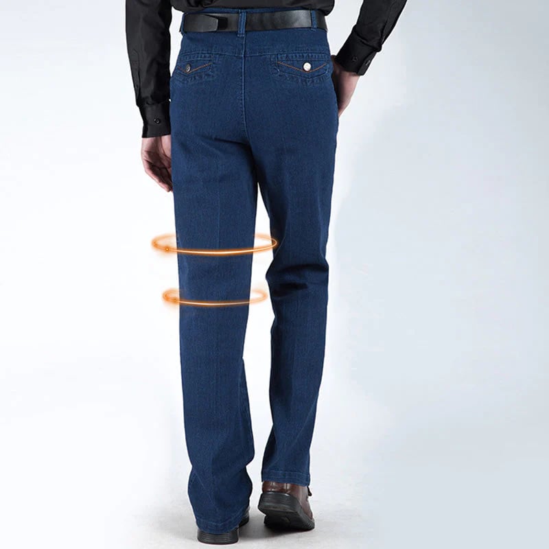 Herrejeans med høy midje og rett snitt