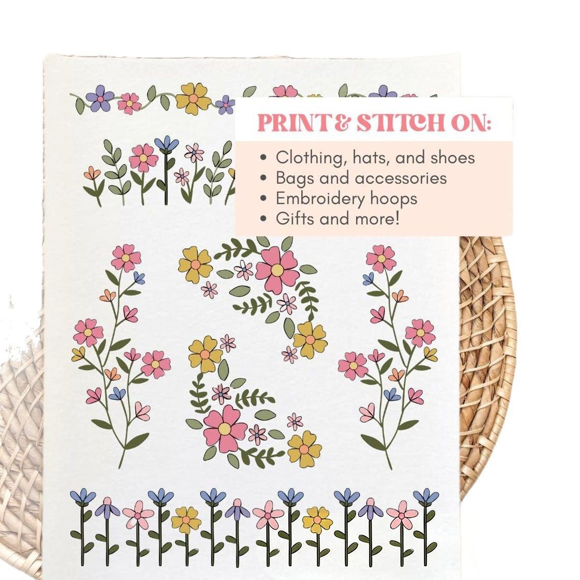 🌸Blomsterlinjer designet blomsterkantmønstre Broderimønstre – Stick & Stitch for nybegynnere