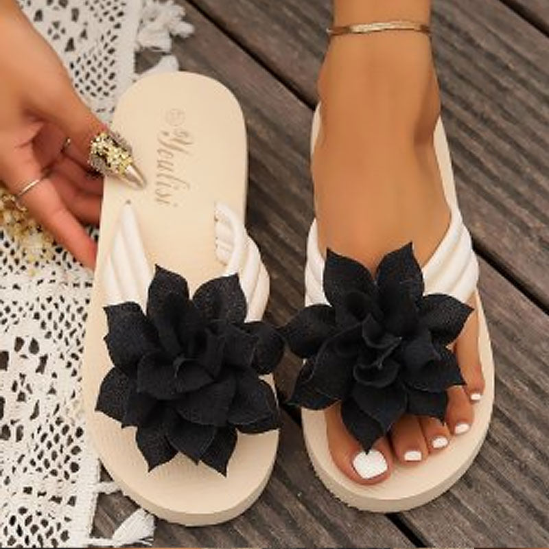 🌼Sommerblomstrende Strandtøfler Med Tykk Såle🌴