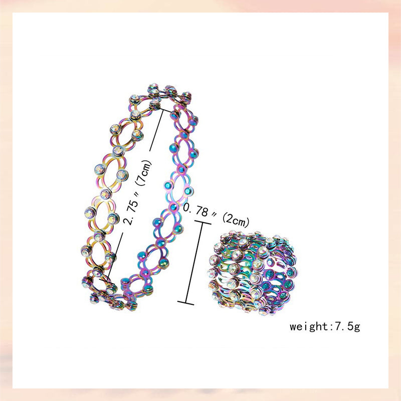 2 i 1 Justerbar magnetisk terapi transformerende armbånd ring