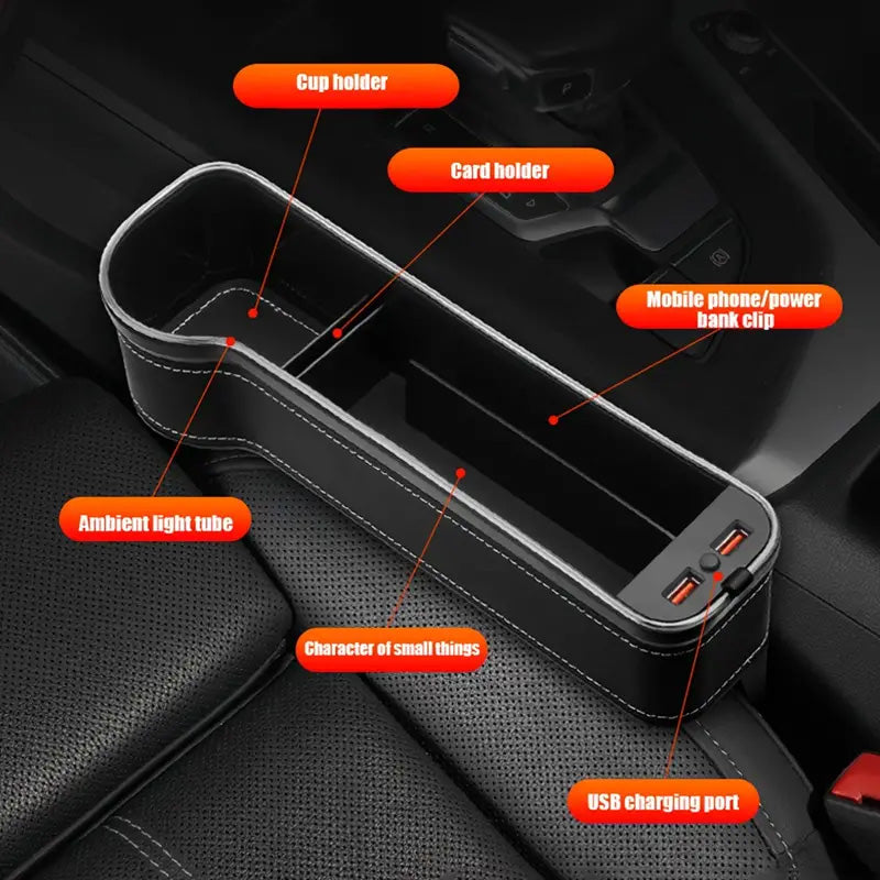 {Gratis frakt}Oppbevaringsboks for bilsete med Led-omgivelseslys