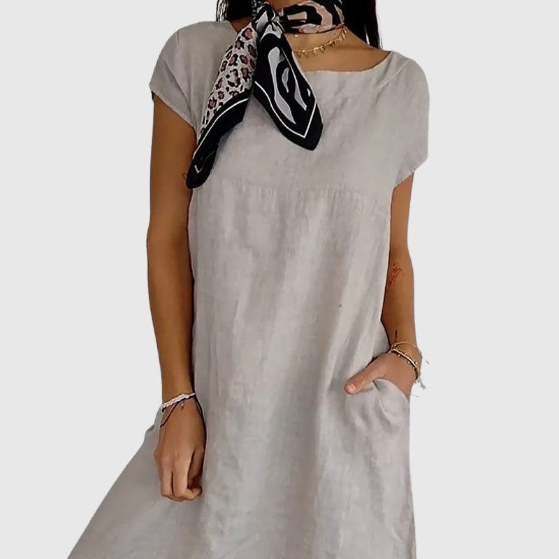 Kjole i bomull og lin