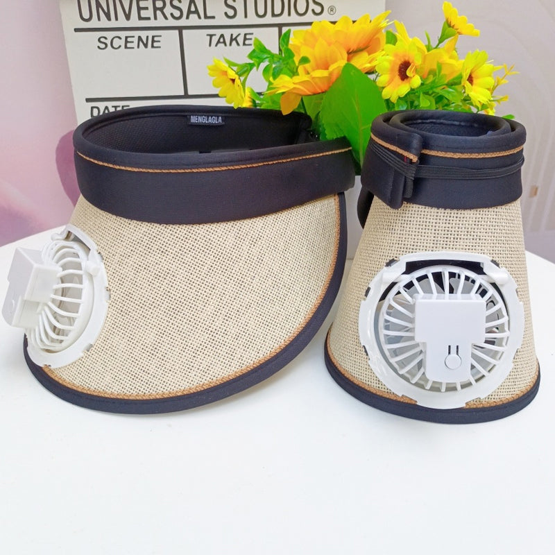 Solhatt med stor skygge og vifte