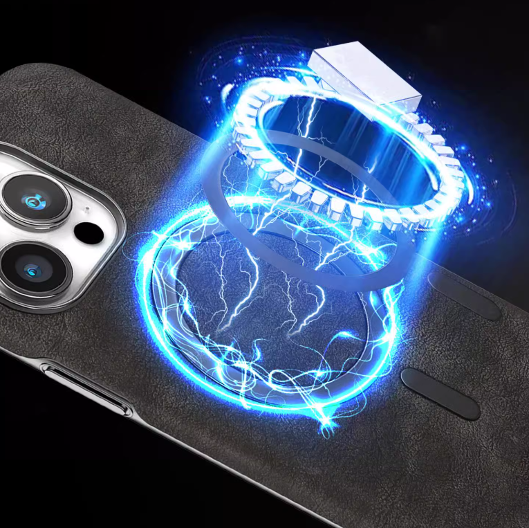 Telefonveske i ekte lær - magnetisk lading