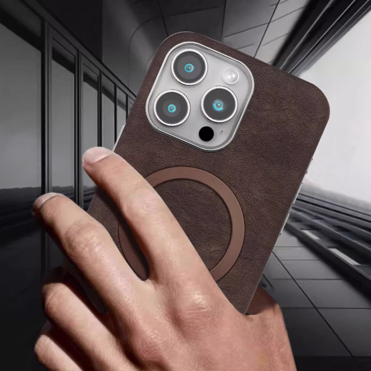 Telefonveske i ekte lær - magnetisk lading