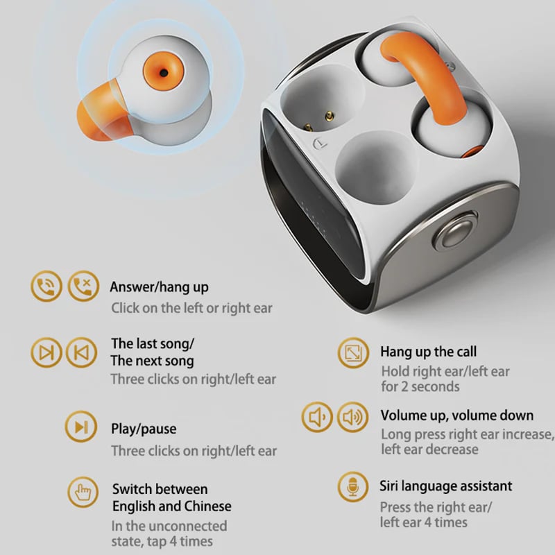 🥰Bluetooth-hodesett med øreklips og digital skjerm🎧