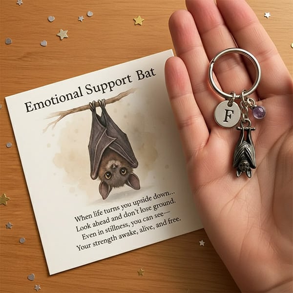 🦇Emosjonell støtte flaggermus inspirerende nøkkelring