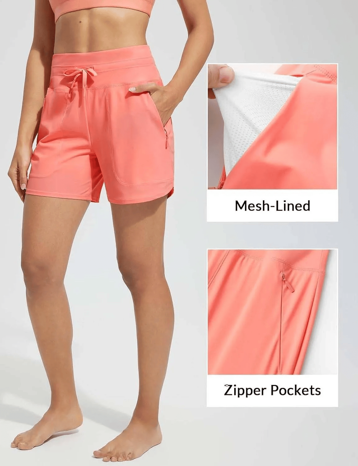 5" badeshorts med høy midje og hurtigtørkende badedrakt for kvinner