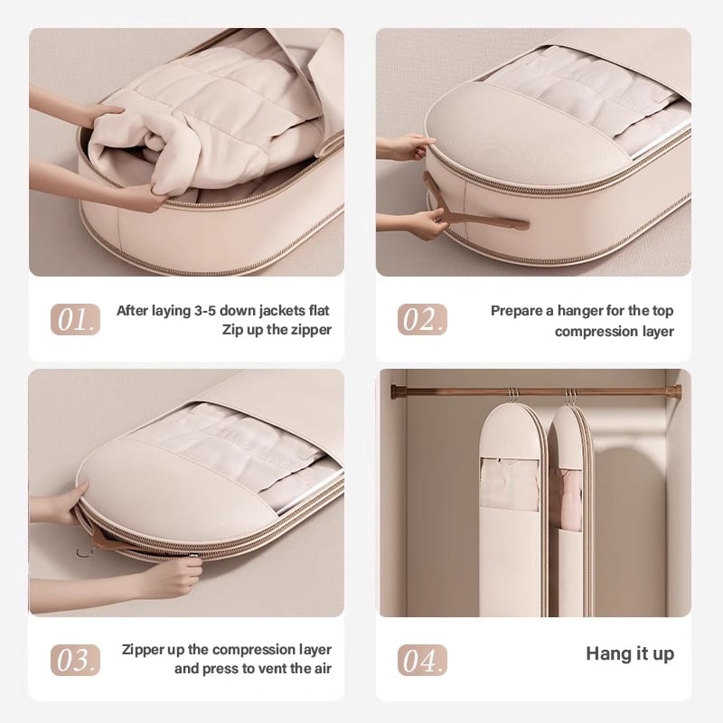 🔥2025 SALG - Plassbesparende hengende klespose med selvkomprimerende glidelås