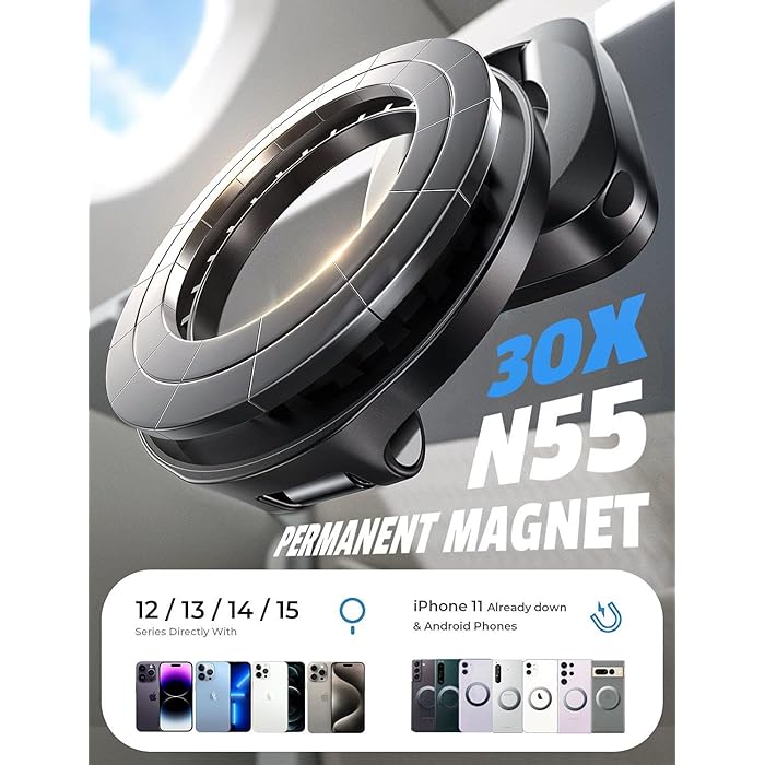 Sammenleggbart, uttrekkbart, roterende, magnetisk telefonstativ for reiser