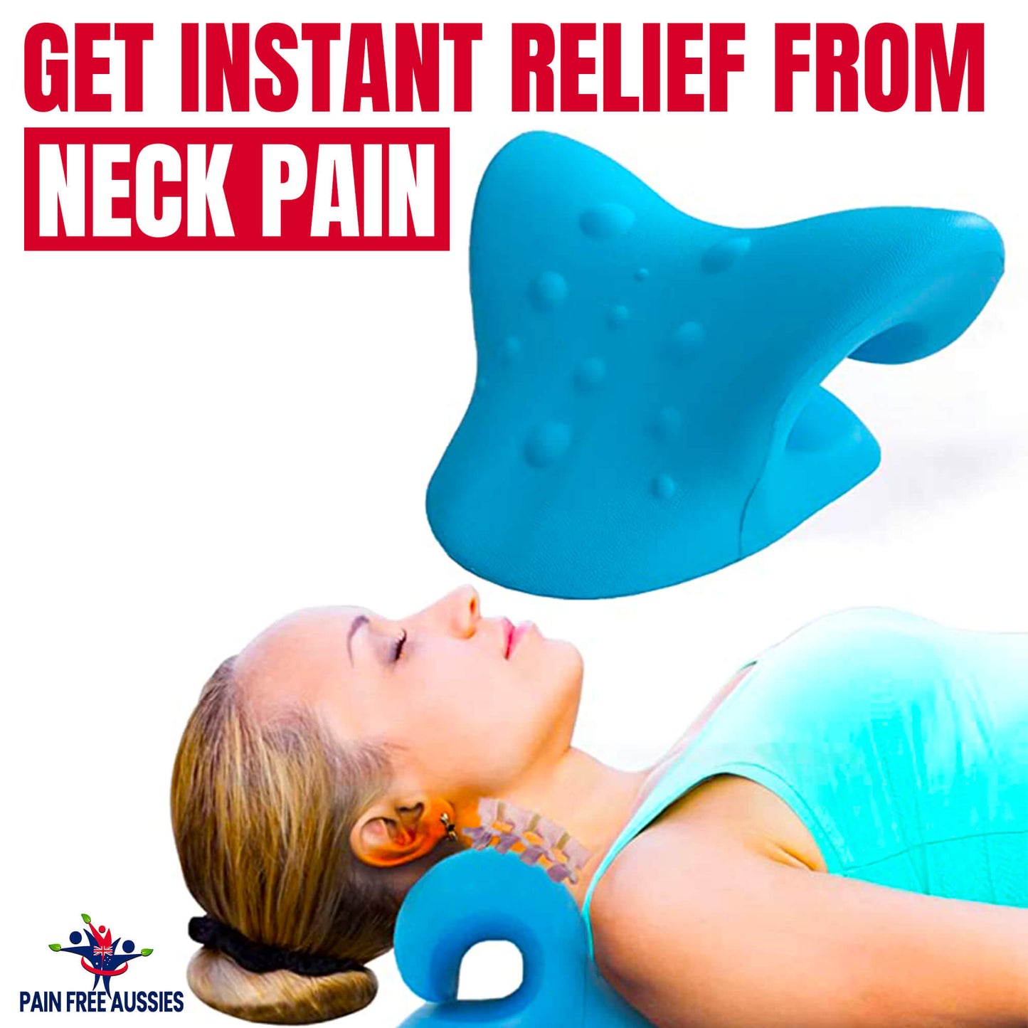 Smertefri nakkeavspenning - C-formet massasjepute for nakken