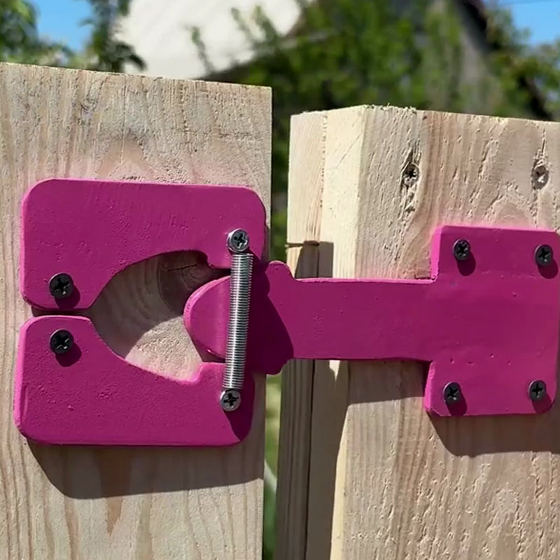 Selvlåsende, kraftig portlås for tregjerde med festeelementer