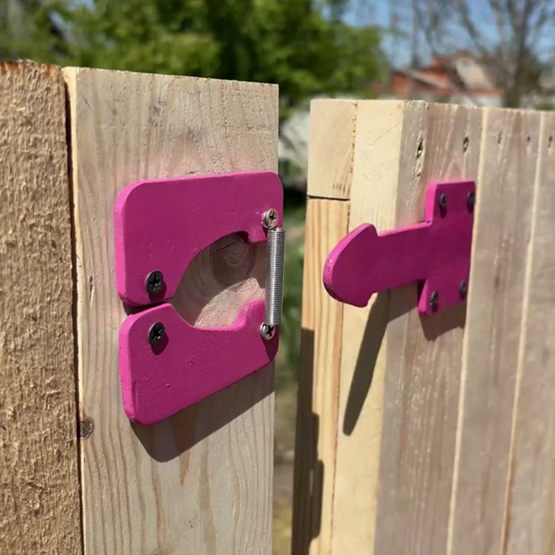 Selvlåsende, kraftig portlås for tregjerde med festeelementer