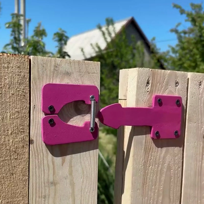 Selvlåsende, kraftig portlås for tregjerde med festeelementer