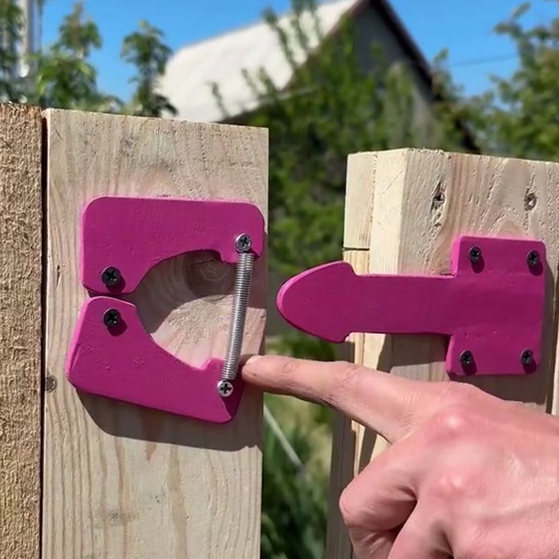 Selvlåsende, kraftig portlås for tregjerde med festeelementer