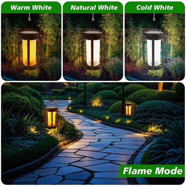 🔥Oppgradert flimrende flammende solcellelykt utendørs vanntett lys