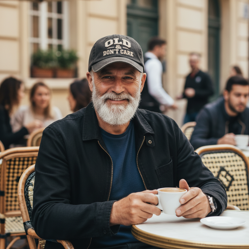 Retro baseballcaps «Gammel og bryr meg ikke» - Brodert caps i vintage-stil 🧢