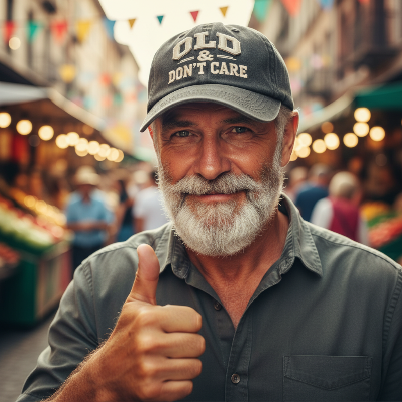 Retro baseballcaps «Gammel og bryr meg ikke» - Brodert caps i vintage-stil 🧢