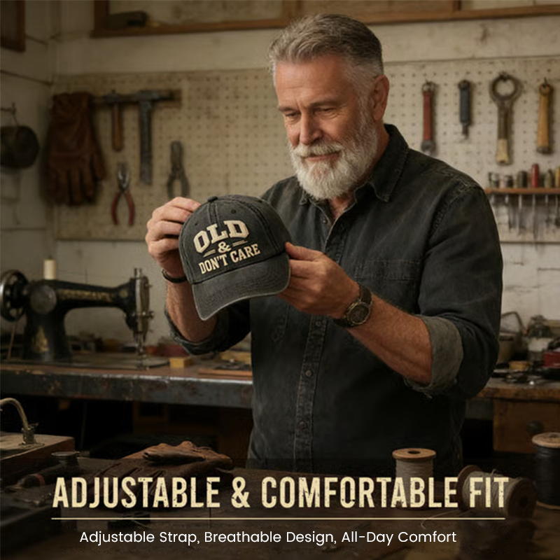 Retro baseballcaps «Gammel og bryr meg ikke» - Brodert caps i vintage-stil 🧢
